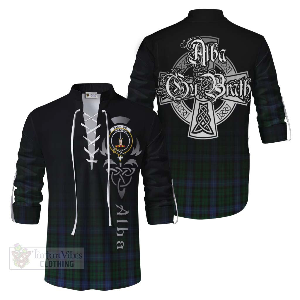 Tartan Vibes Clothing MacIntyre (McIntyre) Tartan Ghillie Kilt Shirt Featuring Alba Gu Brath Family Crest Celtic Inspired