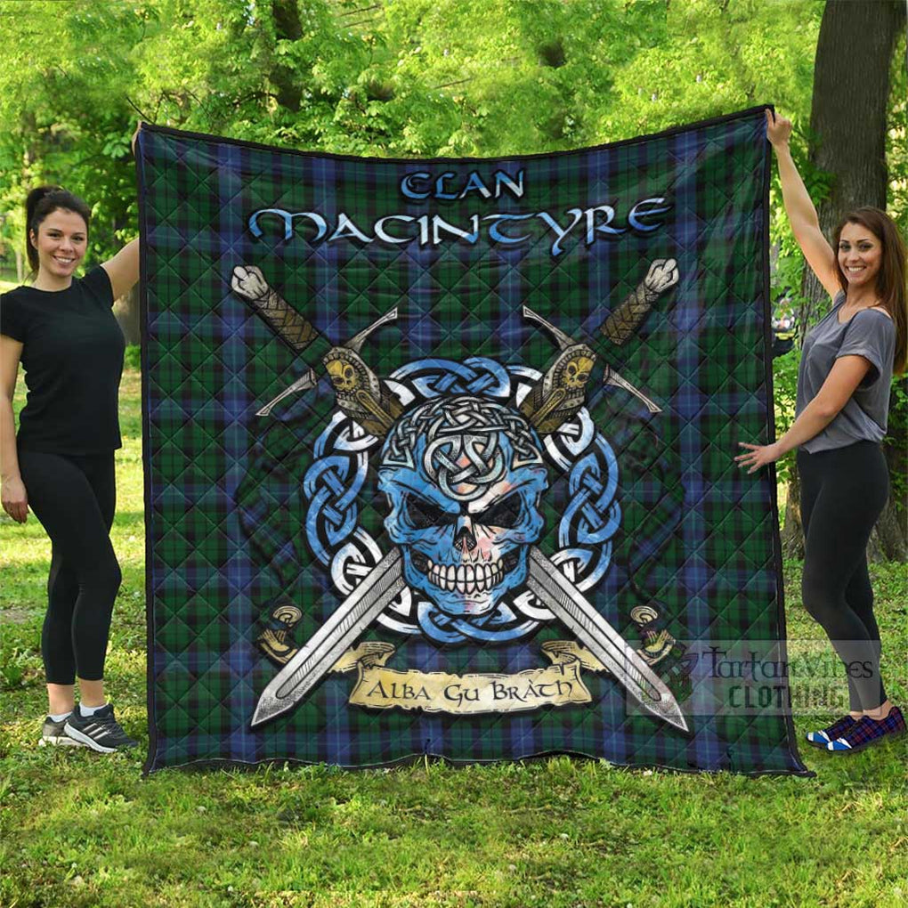 Tartan Vibes Clothing MacIntyre (McIntyre) Tartan Quilt with Celtic Skull Alba Gu Brath Style