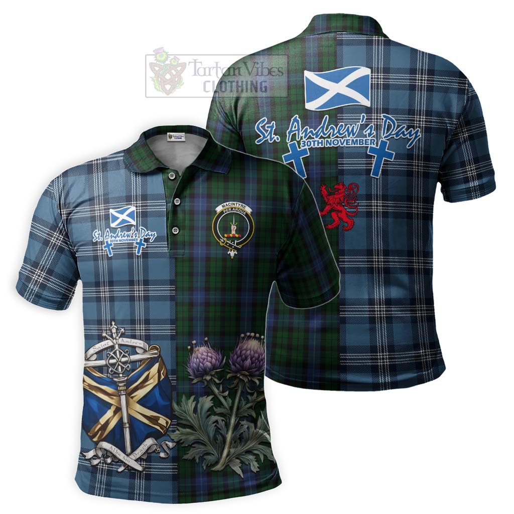MacIntyre (McIntyre) Tartan Polo Shirt Happy St. Andrew's Day Half Tartan Style Kid - Tartan Vibes Clothing
