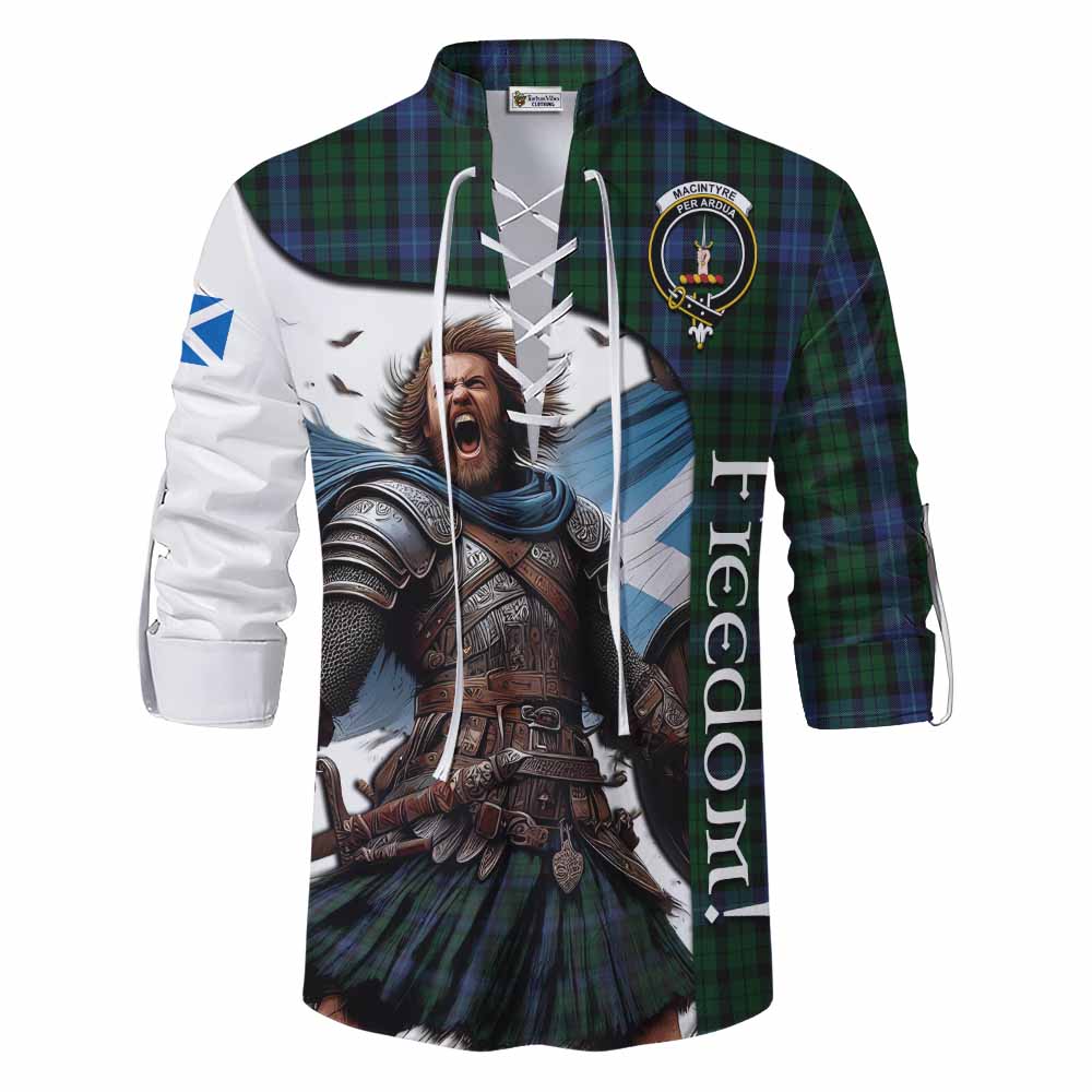 Tartan Vibes Clothing MacIntyre (McIntyre) Crest Tartan Ghillie Kilt Shirt Inspired by the Freedom of Scottish Warrior