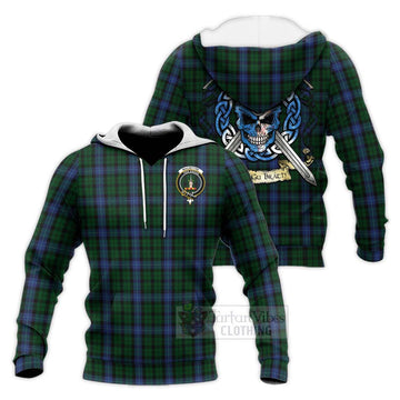 MacIntyre (McIntyre) Tartan Knitted Hoodie with Family Crest Celtic Skull Style