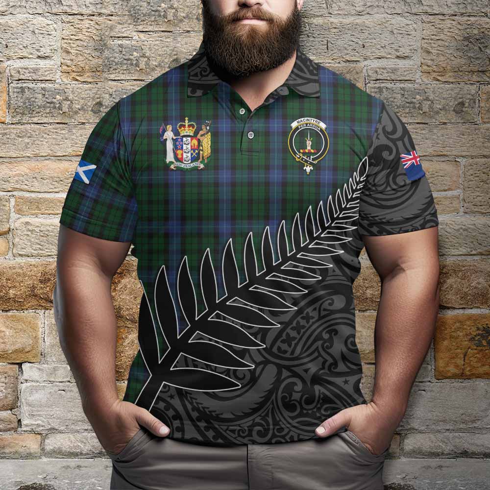 MacIntyre (McIntyre) Crest Tartan Polo Shirt with New Zealand Silver Fern Half Style