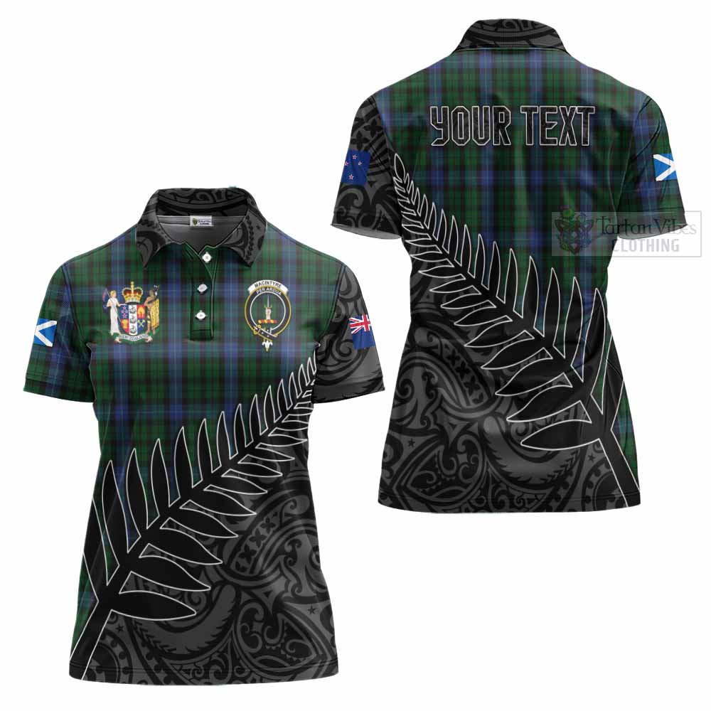 Tartan Vibes Clothing MacIntyre (McIntyre) Crest Tartan Women's Polo Shirt with New Zealand Silver Fern Half Style