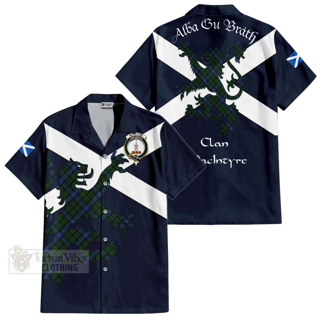 Tartan Vibes Clothing MacIntyre (McIntyre) Tartan Lion Rampant Short Sleeve Button Shirt – Proudly Display Your Heritage with Alba Gu Brath and Clan Name