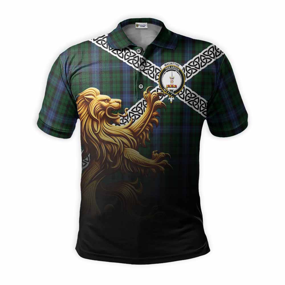MacIntyre (McIntyre) Crest Tartan Polo Shirt with Golden Lion Emblem Celtic Style Kid - Tartan Vibes Clothing