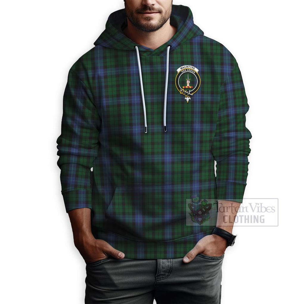 Tartan Vibes Clothing MacIntyre (McIntyre) Tartan Hoodie with Family Crest and Bearded Skull Holding Bottles of Whiskey