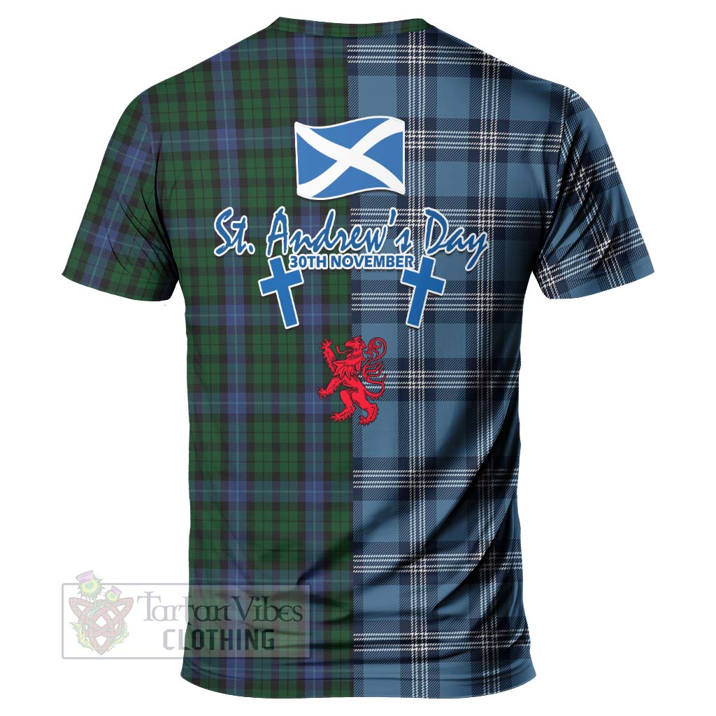 Tartan Vibes Clothing MacIntyre (McIntyre) Tartan T-Shirt Happy St. Andrew's Day Half Tartan Style