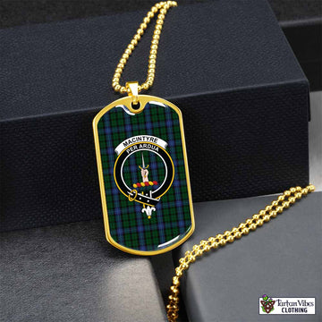 MacIntyre (McIntyre) Tartan Dog Tag Necklace with Family Crest