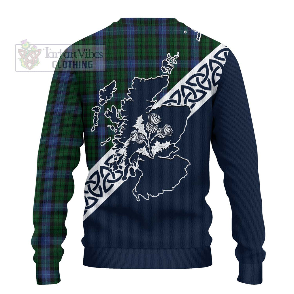 Tartan Vibes Clothing MacIntyre (McIntyre) Tartan Knitted Sweater Featuring Thistle and Scotland Map