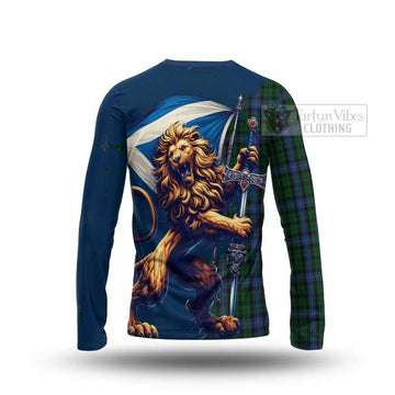 MacIntyre (McIntyre) Tartan Family Crest Long Sleeve T-Shirt with Scottish Majestic Lion