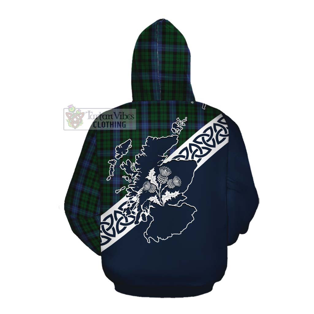 Tartan Vibes Clothing MacIntyre (McIntyre) Tartan Cotton Hoodie Featuring Thistle and Scotland Map