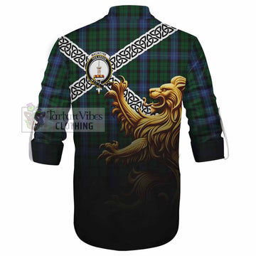 MacIntyre (McIntyre) Crest Tartan Ghillie Kilt Shirt with Golden Lion Emblem Celtic Style - Tartan Vibes Clothing