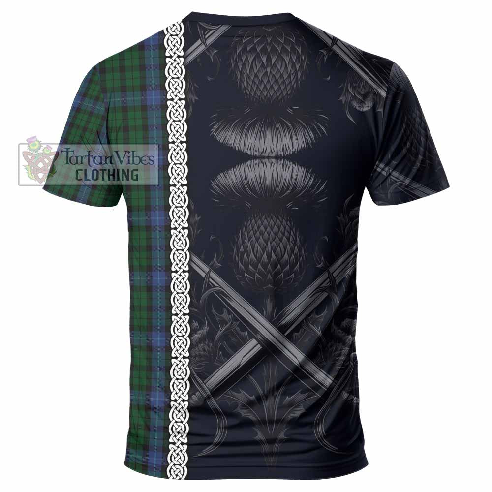 Tartan Vibes Clothing MacIntyre (McIntyre) Tartan T-Shirt with Family Crest Cross Sword Thistle Celtic Vibes