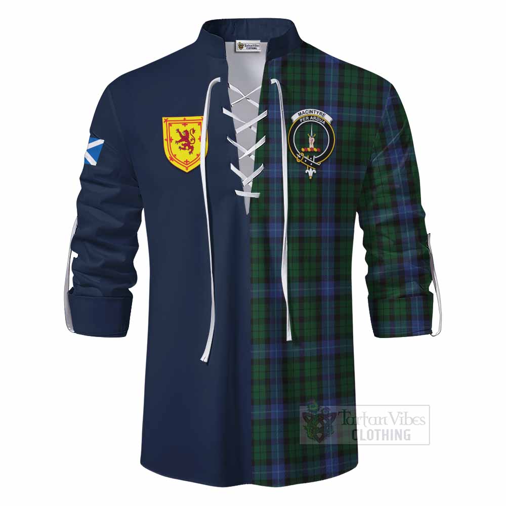 MacIntyre (McIntyre) Tartan Ghillie Kilt Shirt Alba with Scottish Lion Royal Arm Half Style