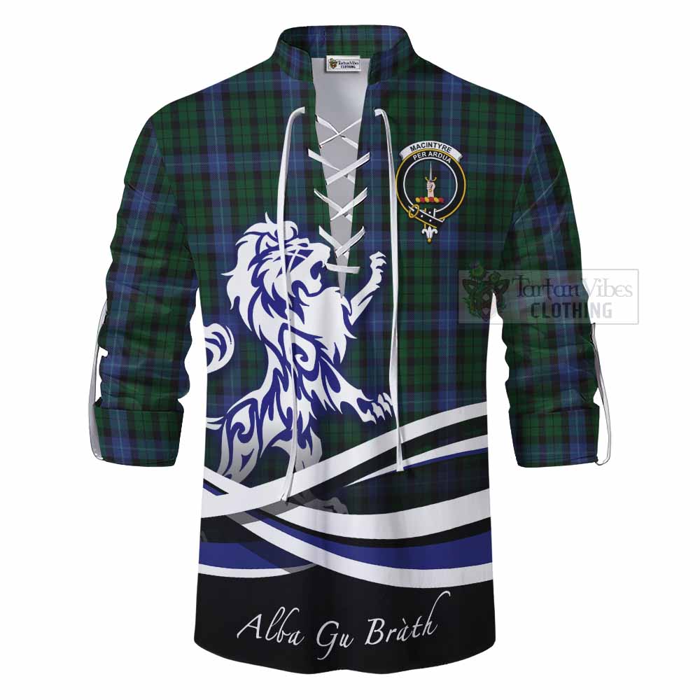 Tartan Vibes Clothing MacIntyre (McIntyre) Tartan Ghillie Kilt Shirt with Alba Gu Brath Regal Lion Emblem