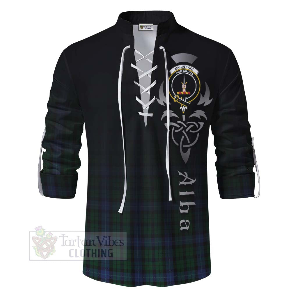 Tartan Vibes Clothing MacIntyre (McIntyre) Tartan Ghillie Kilt Shirt Featuring Alba Gu Brath Family Crest Celtic Inspired