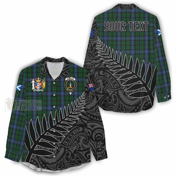 MacIntyre (McIntyre) Crest Tartan Women's Casual Shirt with New Zealand Silver Fern Half Style