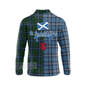 MacIntyre (McIntyre) Tartan Long Sleeve Polo Shirt Happy St. Andrew's Day Half Tartan Style