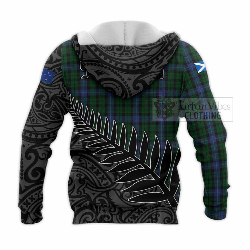 Tartan Vibes Clothing MacIntyre (McIntyre) Crest Tartan Knitted Hoodie with New Zealand Silver Fern Half Style