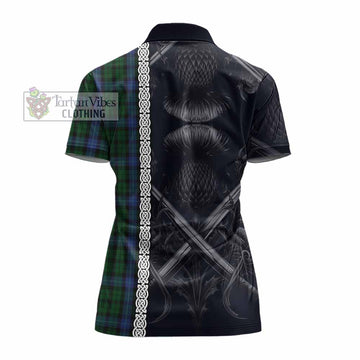 MacIntyre (McIntyre) Tartan Women's Polo Shirt with Family Crest Cross Sword Thistle Celtic Vibes