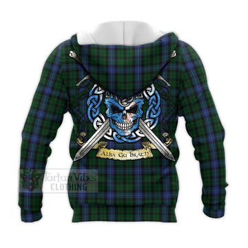 MacIntyre (McIntyre) Tartan Knitted Hoodie with Family Crest Celtic Skull Style