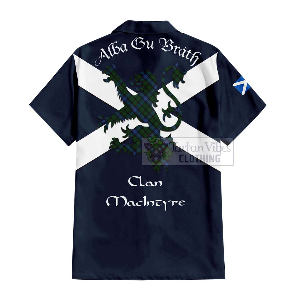 Tartan Vibes Clothing MacIntyre (McIntyre) Tartan Lion Rampant Short Sleeve Button Shirt – Proudly Display Your Heritage with Alba Gu Brath and Clan Name