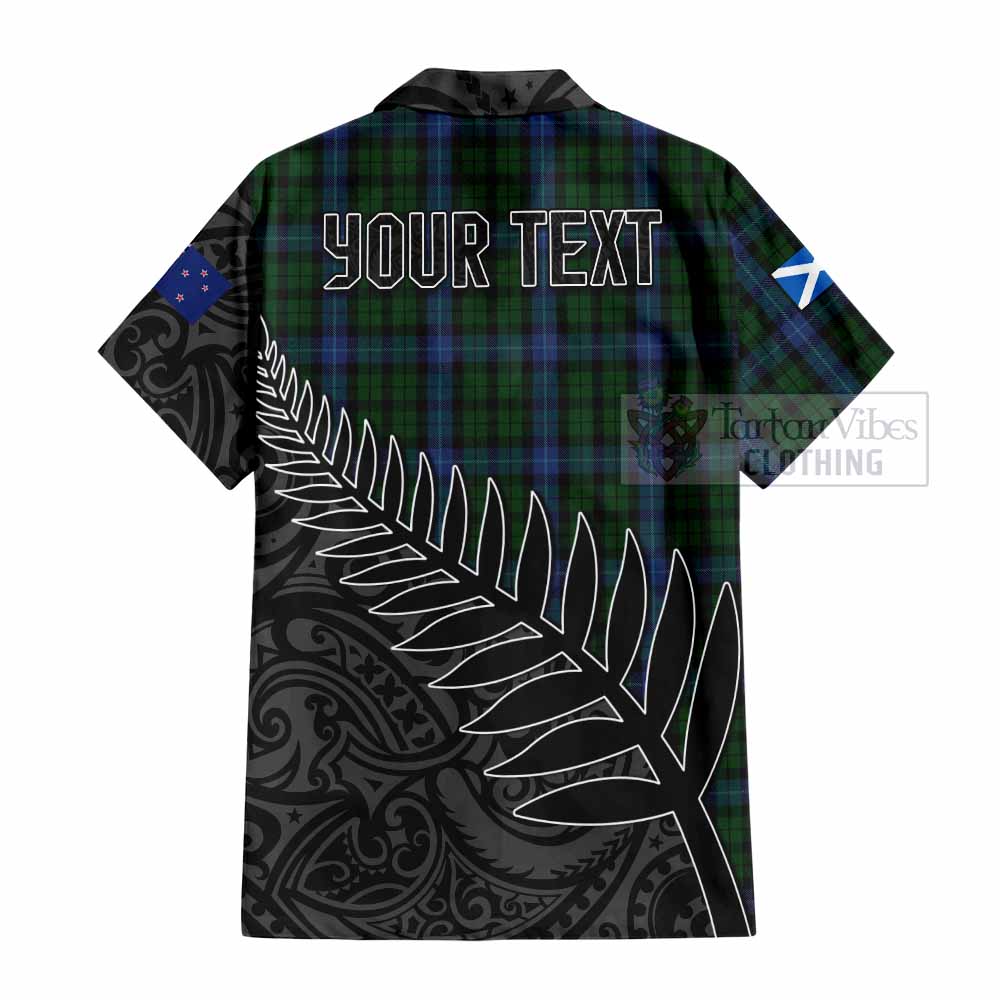 Tartan Vibes Clothing MacIntyre (McIntyre) Crest Tartan Short Sleeve Button Shirt with New Zealand Silver Fern Half Style