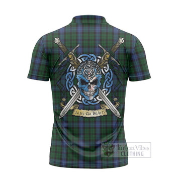 MacIntyre (McIntyre) Tartan Zipper Polo Shirt with Family Crest Celtic Skull Style