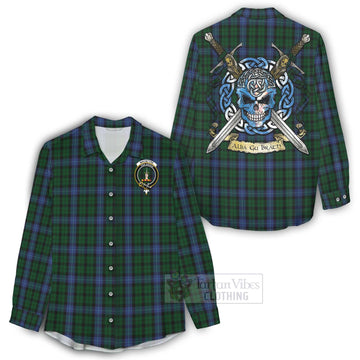 MacIntyre (McIntyre) Tartan Women's Casual Shirt with Family Crest Celtic Skull Style