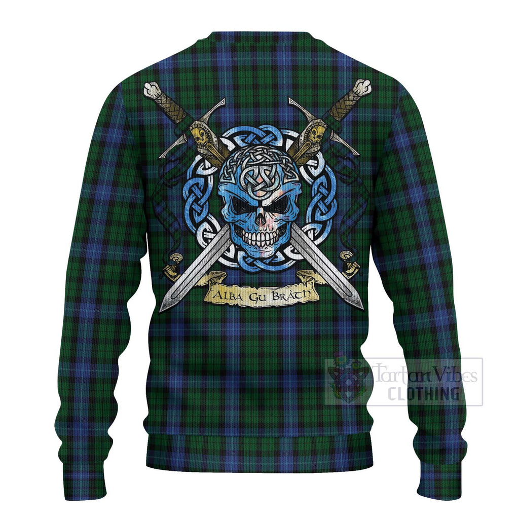 Tartan Vibes Clothing MacIntyre (McIntyre) Tartan Knitted Sweater with Family Crest Celtic Skull Style