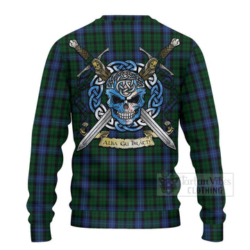 MacIntyre (McIntyre) Tartan Ugly Sweater with Family Crest Celtic Skull Style