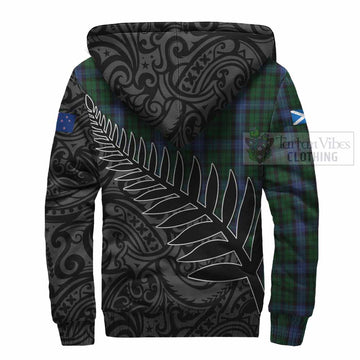 MacIntyre (McIntyre) Crest Tartan Sherpa Hoodie with New Zealand Silver Fern Half Style