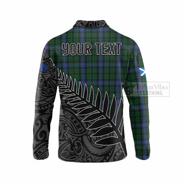 MacIntyre (McIntyre) Crest Tartan Long Sleeve Polo Shirt with New Zealand Silver Fern Half Style