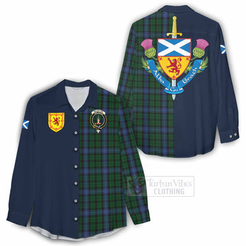 MacIntyre (McIntyre) Tartan Women's Casual Shirt Alba with Scottish Lion Royal Arm Half Style