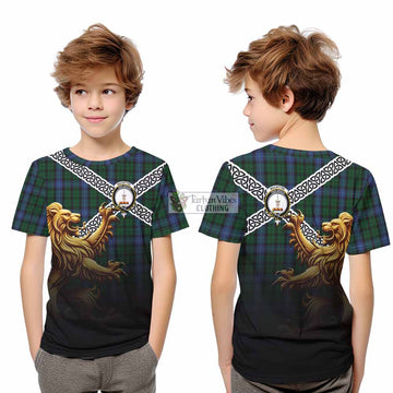 MacIntyre (McIntyre) Crest Tartan Kid T-Shirt with Golden Lion Emblem Celtic Style - Tartan Vibes Clothing