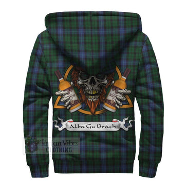 MacIntyre (McIntyre) Tartan Sherpa Hoodie with Family Crest and Bearded Skull Holding Bottles of Whiskey