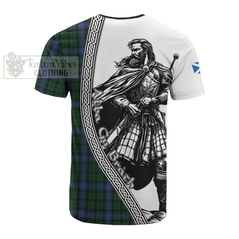 MacIntyre (McIntyre) Tartan Clan Crest Cotton T-shirt with Highlander Warrior Celtic Style