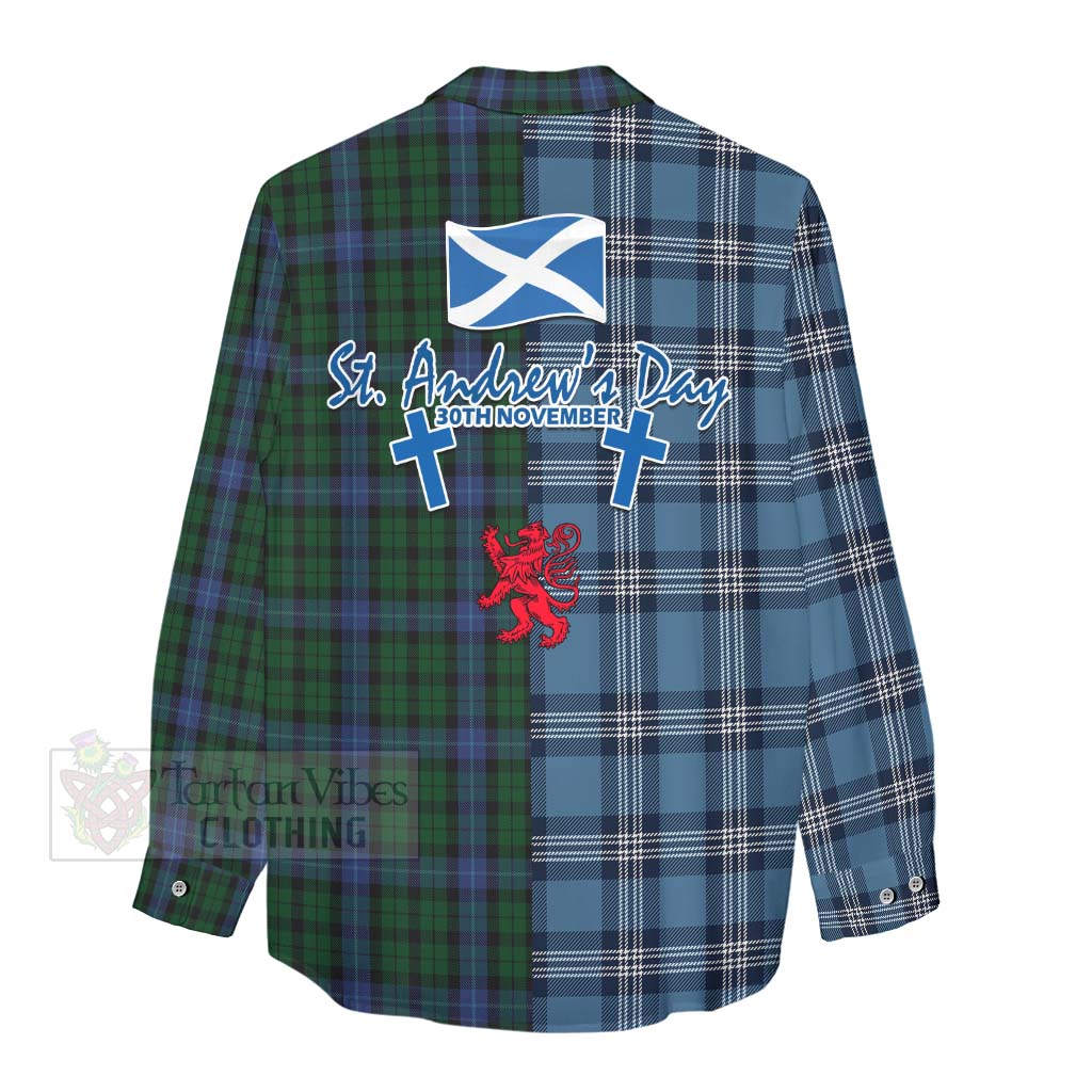 Tartan Vibes Clothing MacIntyre (McIntyre) Tartan Women's Casual Shirt Happy St. Andrew's Day Half Tartan Style