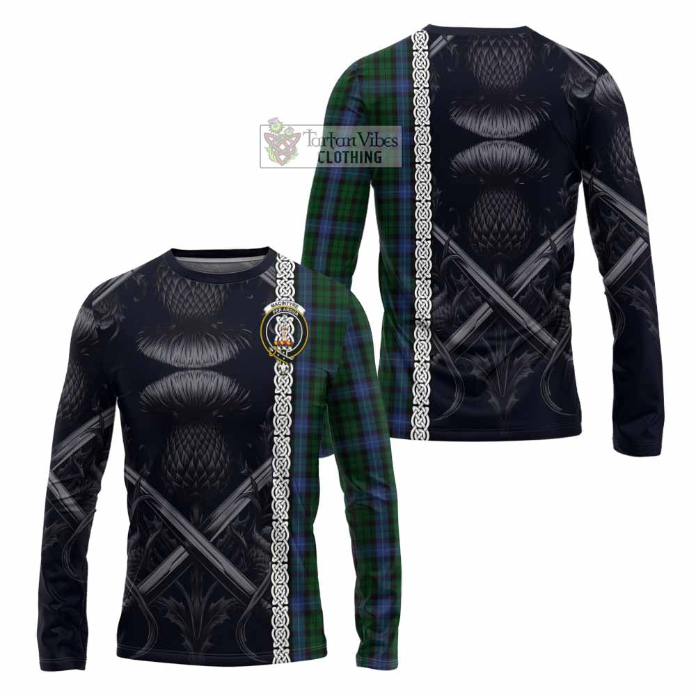 Tartan Vibes Clothing MacIntyre (McIntyre) Tartan Long Sleeve T-Shirt with Family Crest Cross Sword Thistle Celtic Vibes