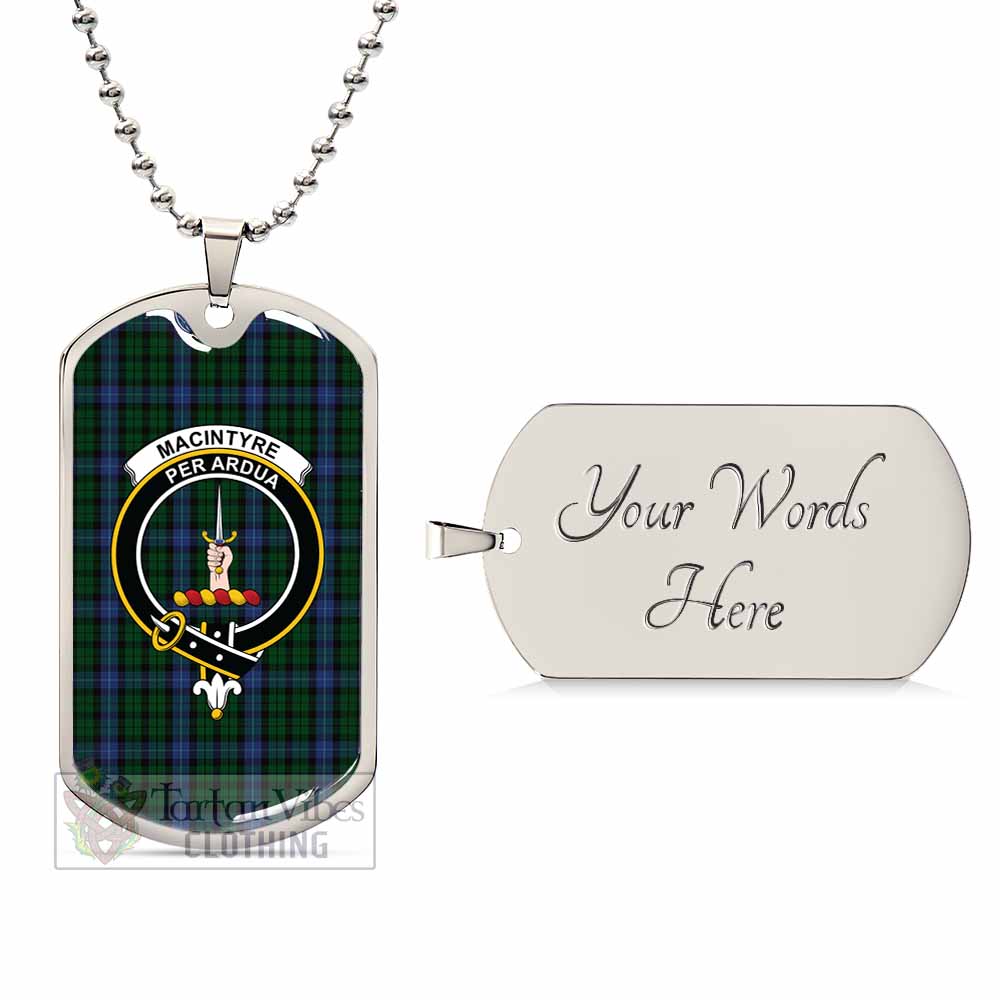 Tartan Vibes Clothing MacIntyre (McIntyre) Tartan Dog Tag Necklace with Family Crest