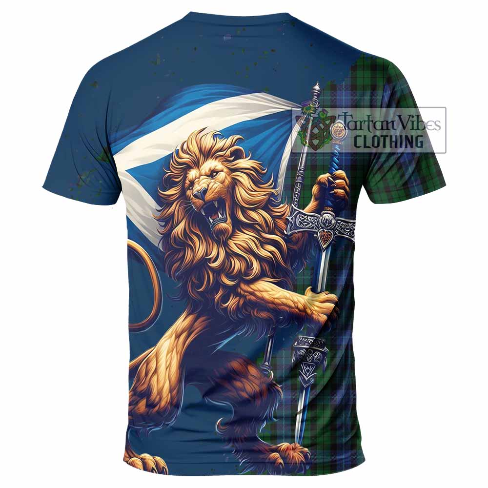 Tartan Vibes Clothing MacIntyre (McIntyre) Tartan Family Crest T-Shirt with Scottish Majestic Lion