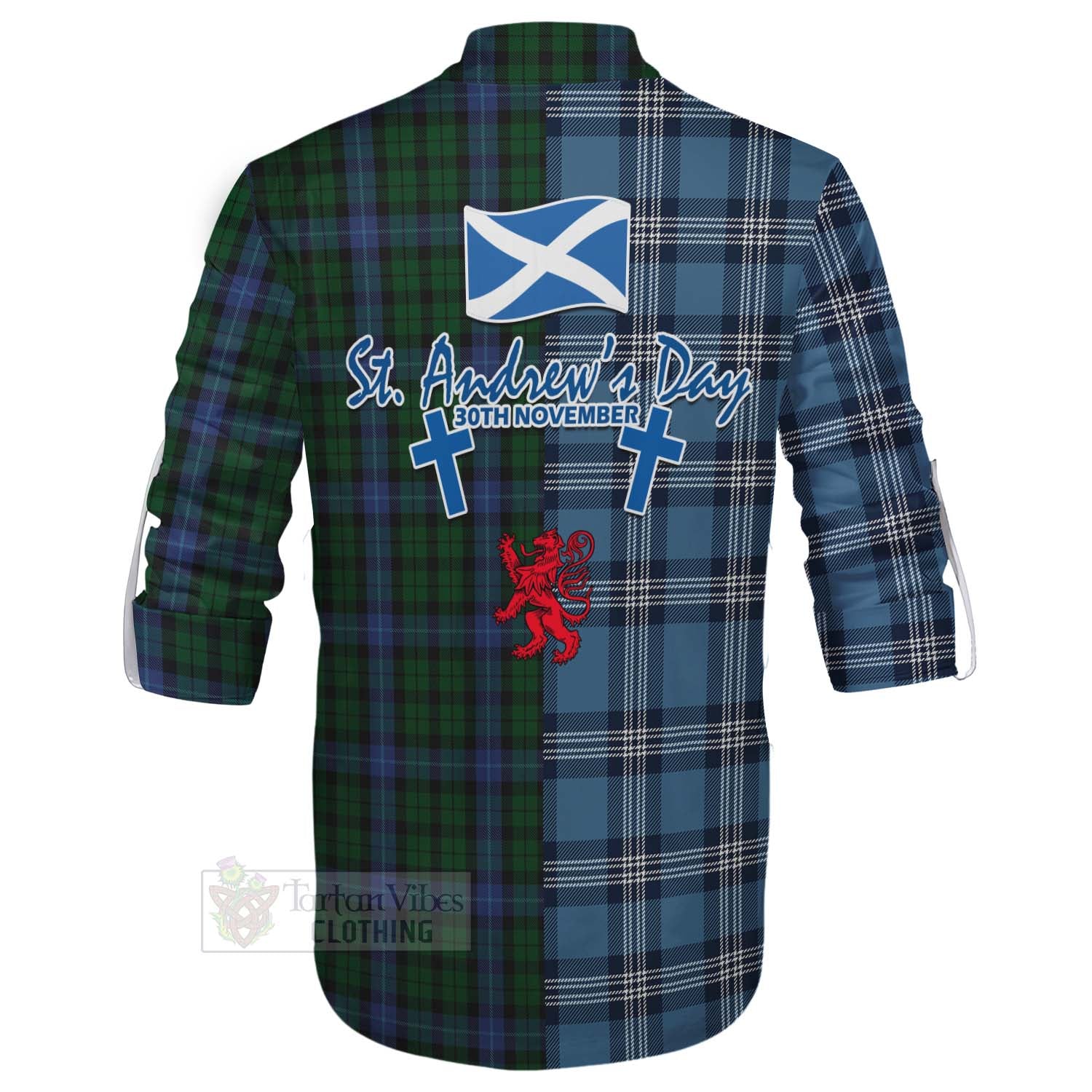 Tartan Vibes Clothing MacIntyre (McIntyre) Tartan Ghillie Kilt Shirt Happy St. Andrew's Day Half Tartan Style