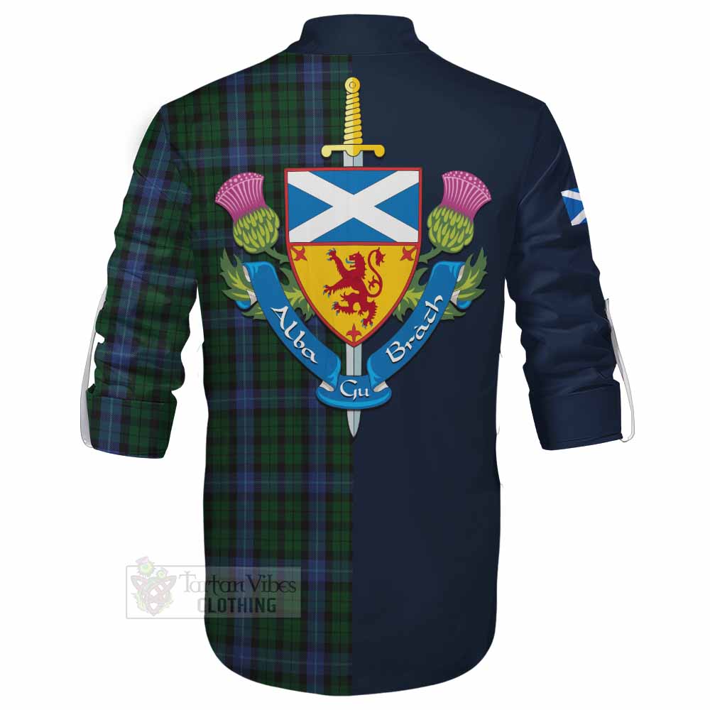 MacIntyre (McIntyre) Tartan Ghillie Kilt Shirt Alba with Scottish Lion Royal Arm Half Style