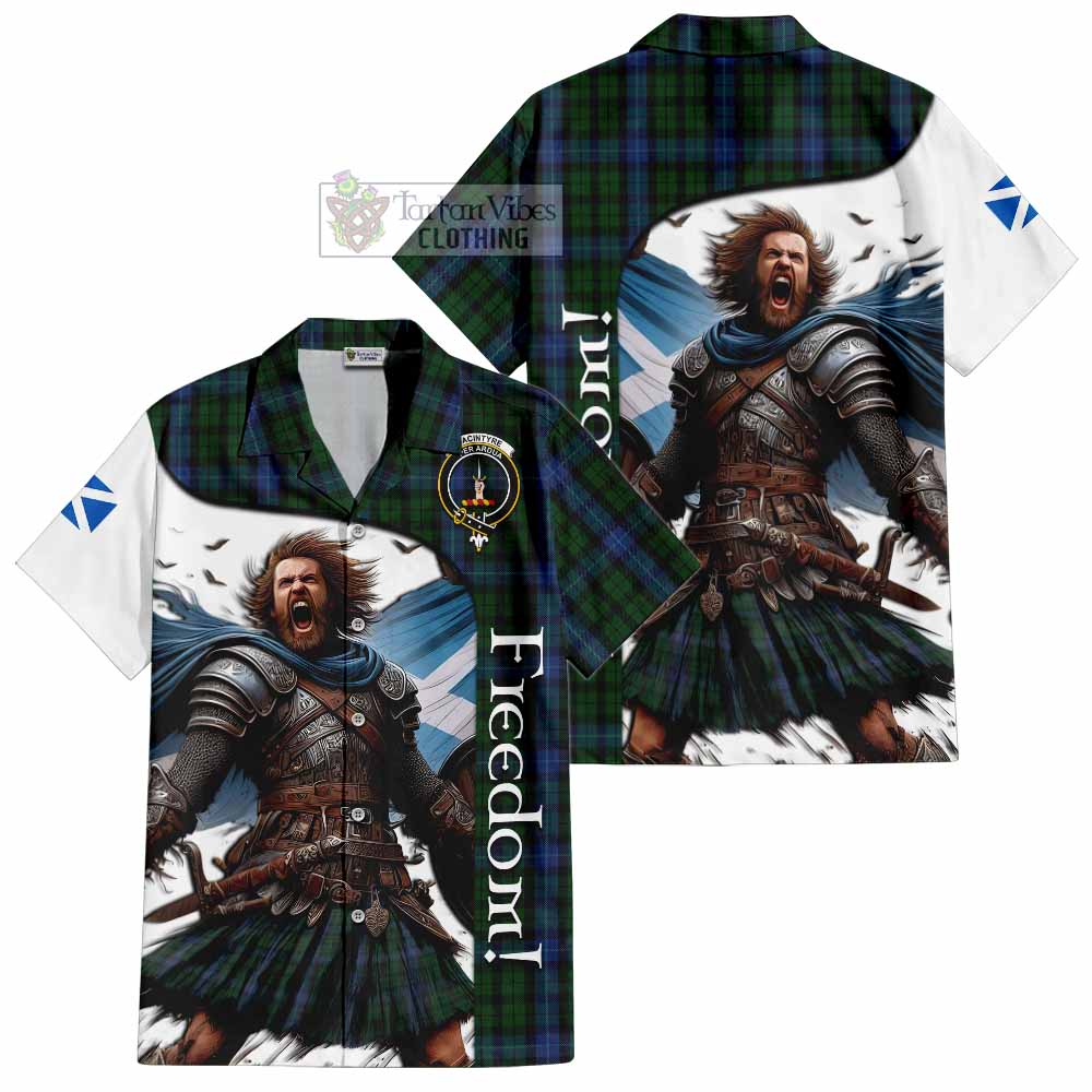 Tartan Vibes Clothing MacIntyre (McIntyre) Crest Tartan Short Sleeve Button Shirt Inspired by the Freedom of Scottish Warrior