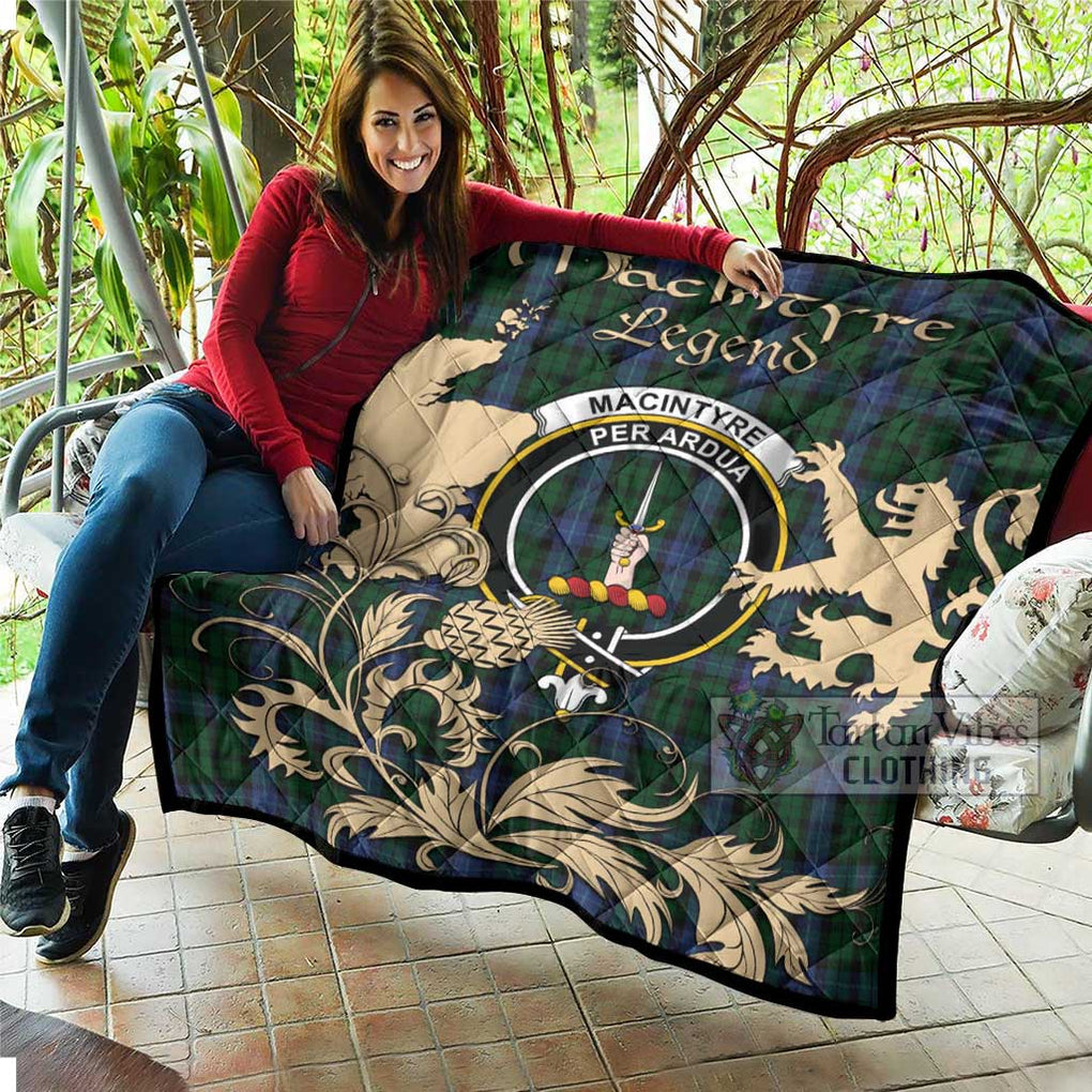 Tartan Vibes Clothing MacIntyre (McIntyre) Tartan Quilt with Family Crest and Scottish Symbol Style