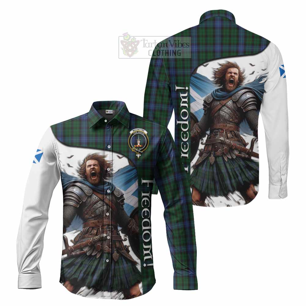 Tartan Vibes Clothing MacIntyre (McIntyre) Crest Tartan Long Sleeve Button Shirt Inspired by the Freedom of Scottish Warrior