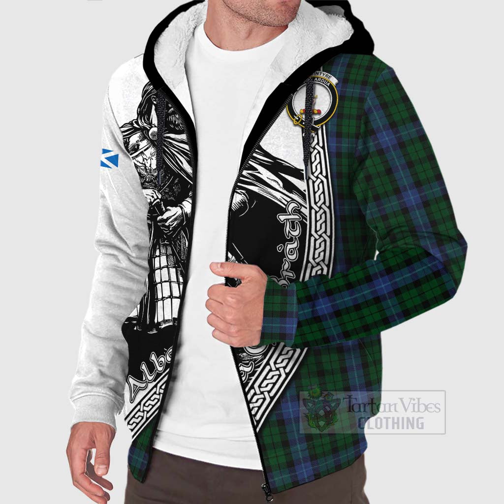 Tartan Vibes Clothing MacIntyre (McIntyre) Tartan Clan Crest Sherpa Hoodie with Highlander Warrior Celtic Style