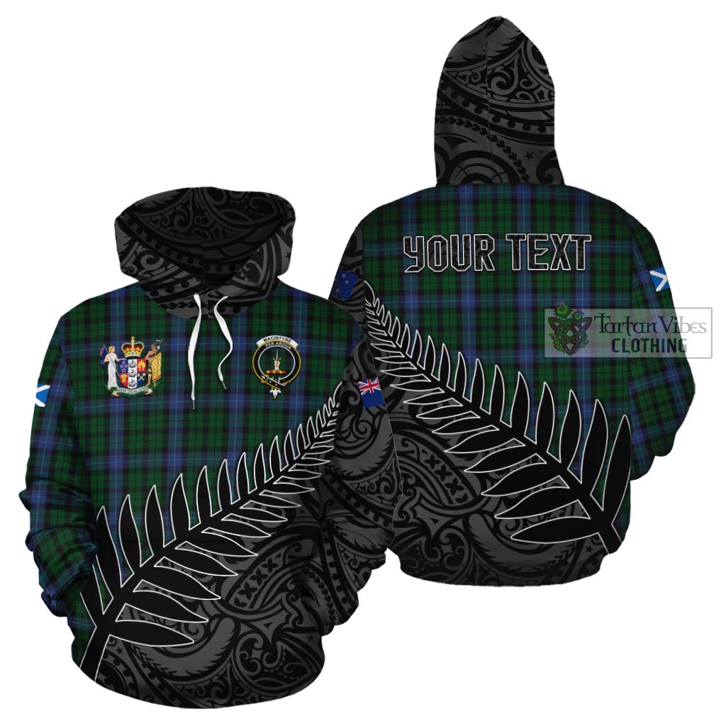 Tartan Vibes Clothing MacIntyre (McIntyre) Crest Tartan Cotton Hoodie with New Zealand Silver Fern Half Style