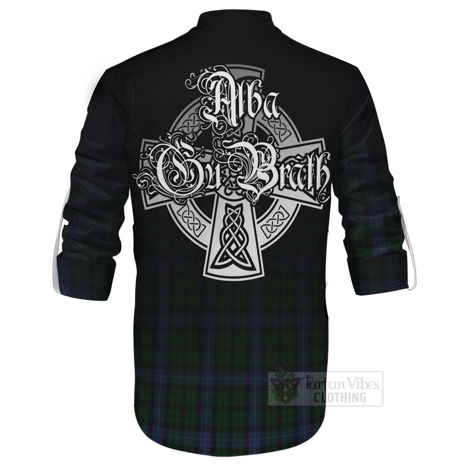 Tartan Vibes Clothing MacIntyre (McIntyre) Tartan Ghillie Kilt Shirt Featuring Alba Gu Brath Family Crest Celtic Inspired