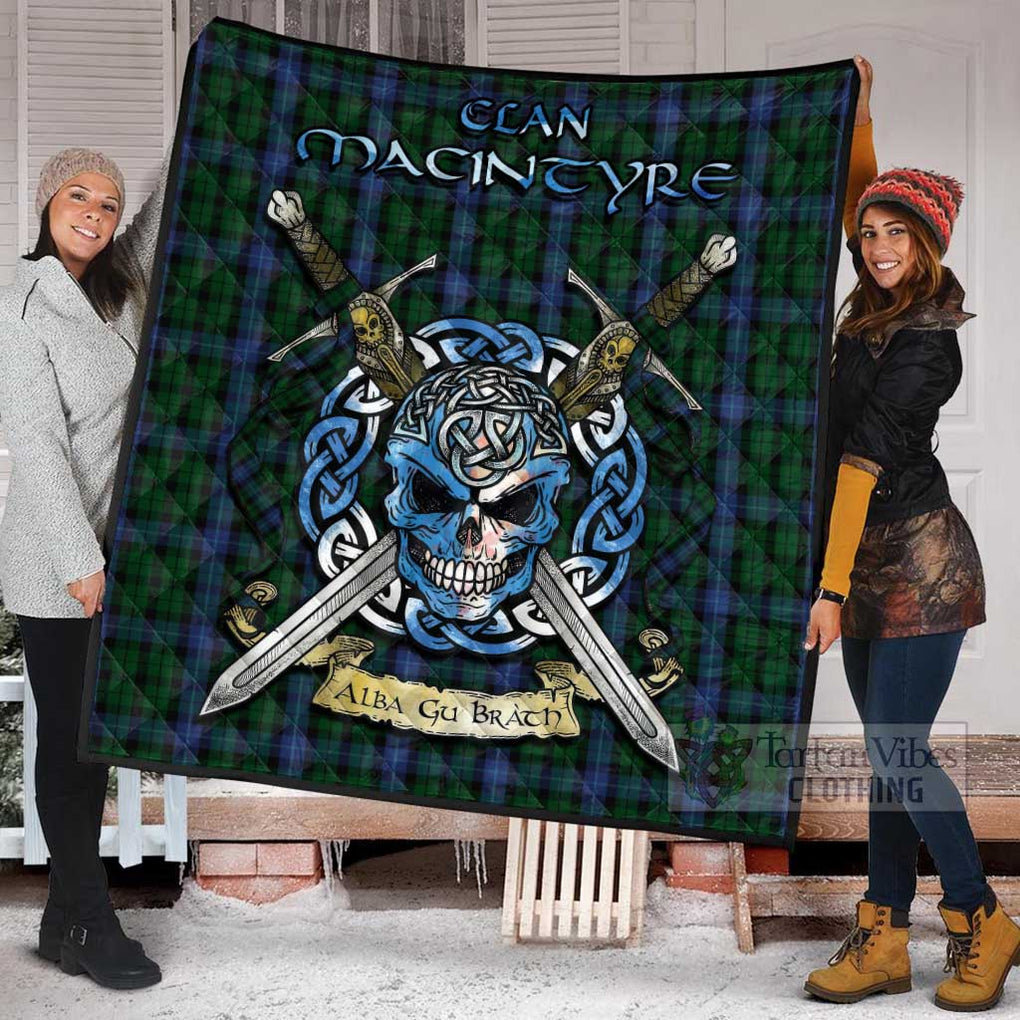 Tartan Vibes Clothing MacIntyre (McIntyre) Tartan Quilt with Celtic Skull Alba Gu Brath Style